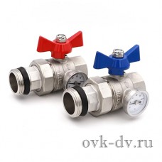 Кран шаровой прямой с полусгоном и термометром 1" FM (пара) Vieir