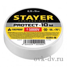 Изолента ПВХ 15 мм х 10 м, 5 000 В STAYER  PROTECT-10 белая