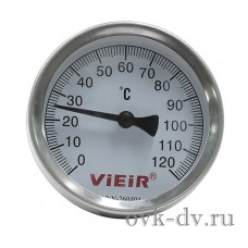 Термометр аксиальный биметалл с гильзой d= 63мм (0-120*С) 1/2" Vieir Термометр аксиальный биметалл с гильзой d= 63мм (0-120*С) 1/2" Vieir