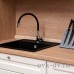Смеситель DEVIDA серия VIVA для кухни, с гибким черным изливом, с боковой ручкой, на гайке DVS0809-11N