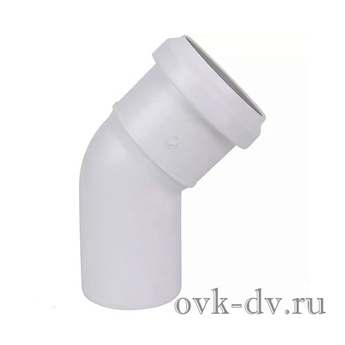 Отвод PP Comfort Plus D 40 х 45 градусов белый Синикон